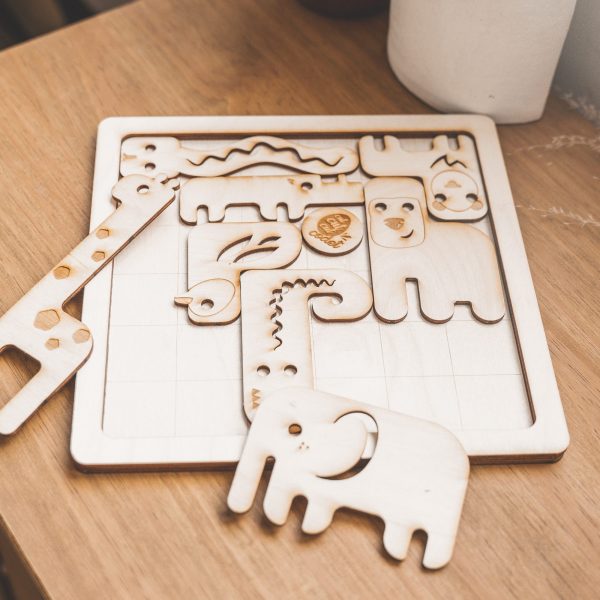 Puzzle casse tête animaux de la savane cut cut codey made in france en bois